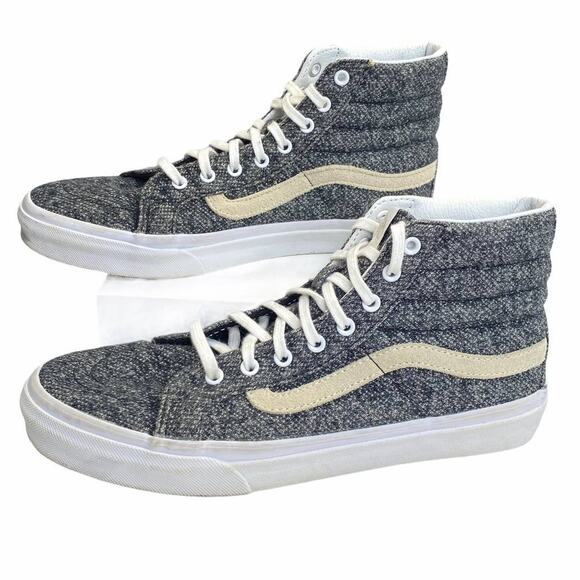 Vans Sk-8 Hi Reissue Sneakers Gray Mens 7 Womens 8.5 Lace Up Crackle Skater